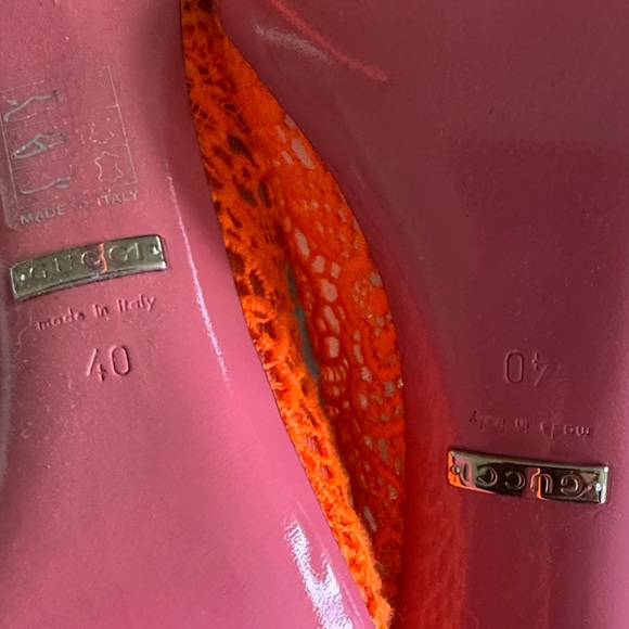 Gucci Elegant Orange Lace Mary Jane Heels Sz 40 - Picture 9 of 13